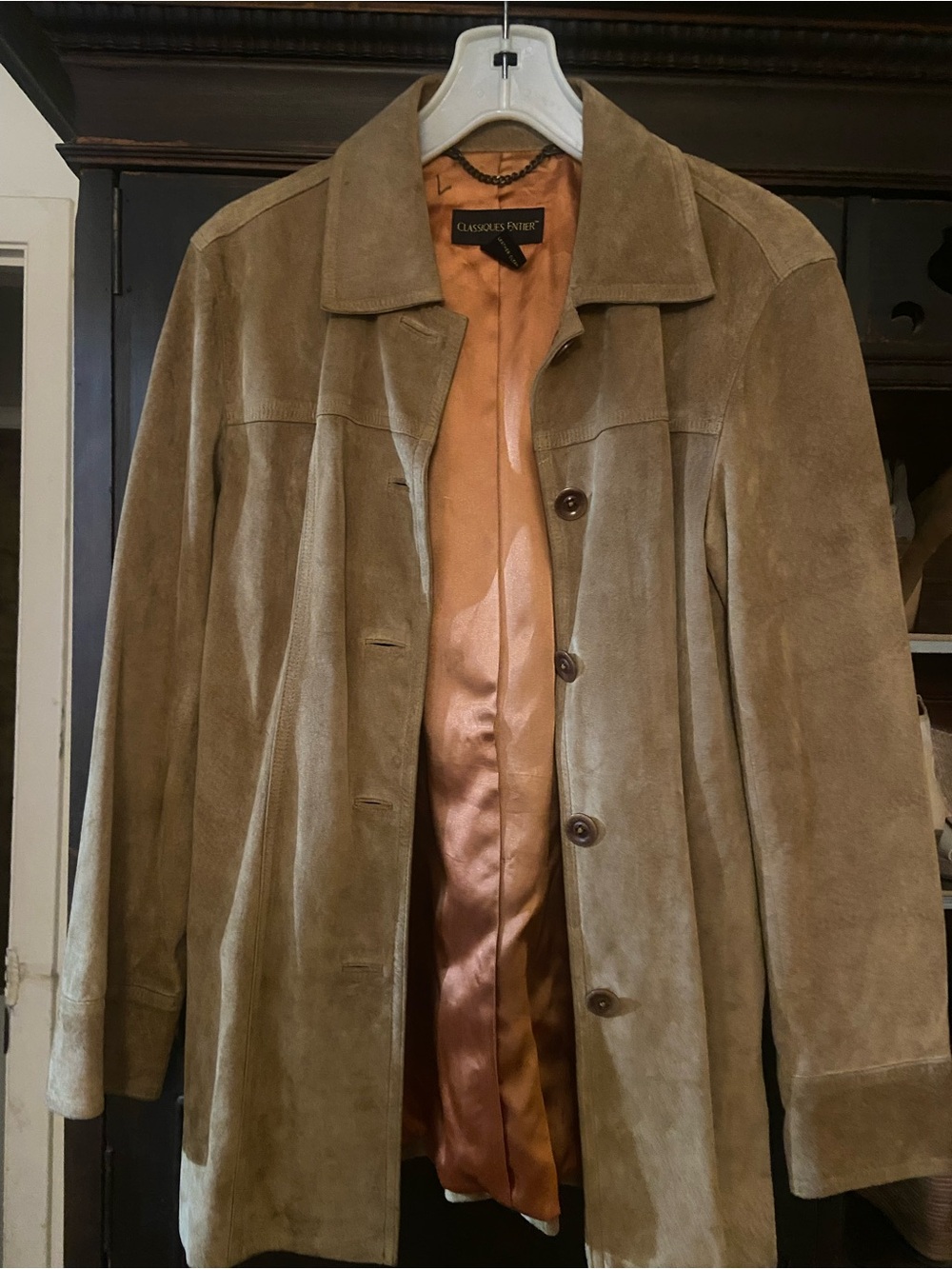 Classiques Entier Taupe Suede Button-Front Jacket
